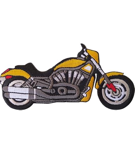 Blauer Chopper Motorrad Aufnäher – Besticktes Patch Für Jacken, 11x5,5 Cm, Zum Aufbügeln Oder Annähen