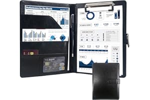 GraduatePro Cartella Portadocumenti A5 Pelle di Cerniera Chiusura magnetica Unisex per Ufficio Conferenza Cartellina Custodia Organizzatore con Quaderno-Nero