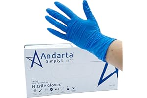 andarta - Nitrile Powder-free Large Disposable Gloves - Blue, Box of 100 - Latex-Free - with Textured Fingertips for Increased Grip - Reliable Protection - Ideal for Medical and Industrial Use