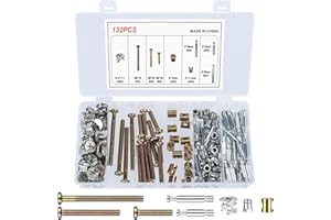 MAUUUBA 132 Pièces M6 Boulons et Écrous de Meubles, 3 en 1 Vis à Tête Creuse Hexagonale avec Écrous de Meubles avec Goujons à Visser pour Lit de Bébé, Berceau, Lit superposé, Meubles, Tête de Lit