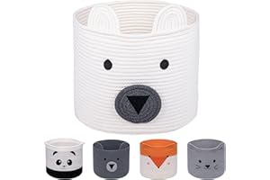 AXHOP Panier à linge en corde de coton, panier de rangement pliable pour enfants, vêtements, décoration de chambre, panier à linge en forme d'animal mignon, panier cadeau pour chat, chien