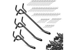 Nivithi 60 Crochets Panneau Perforé 15cm/10cm/5cm - Idéal pour Organiser Outils sur Panneau Perforé Mural et Porte Outils Mural, Solution Robuste pour Atelier et Magasin, Espacement des Trous 2.5 cm