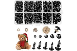 ANGELEMM Safety Eyes for Crochet Toys Making - 200PCS Crochet Safety Eyes for Animals Crafting, Amigurumi Eyes with Washer Teddy Bear Eyes Doll Craft Eyes (5/6/8/10/12 mm)