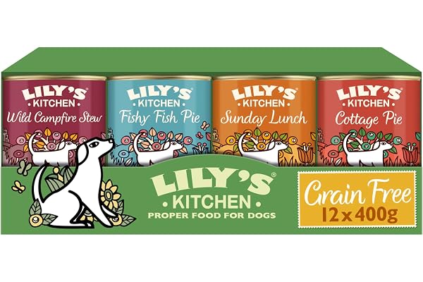 Lily's Kitchen Aliment humide naturel en boîte pour chiens adultes, recette sans céréales, multipack (12 x 400g Conserve)