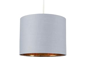 MiniSun | Small Modern Grey and Gold Drum Light Shade | Pendant Lights, Home Décor & Improvement Essential | 250mm Shade Width