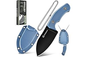 SPITZKANTE touch neck Knife P - da, cuchillo de mango completo de acero 5cr14mov, mini cuchilla fija, longitud de la cuchilla 7,1 cm, con cadena de bola ABS