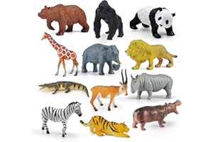 LXONTSG Figuras de animales de zoológico y selva - 12 piezas de plástico para niños