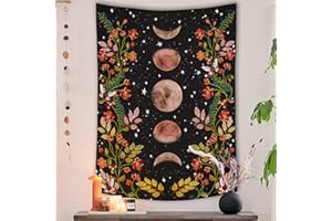 YISUMEI Moon Floral Tapestry Vines and Flowers Tapestry for Bedroom Aesthetic Black Tapestries Wall Hanging for Room Decor(L/150x200cm/60x80inch)