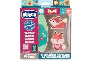 Chicco Personaggi in Legno My Wood Friends, Gioco sensoriale in legno,2 volpine,1 pezzo di puzzle,Ispirato al metodo Montessori,Collezionabili, Leggeri e facili da afferrare,Per creare storie, 2+ anni