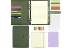 Mlife A5 Refillable Ring Binder, with 180 Sheets Refill Paper,A5 Notebook with Binder Pockets and Dividers,for Men and Women-Green