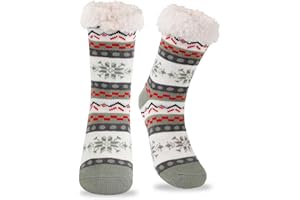 RenFox Slipper Socks, Winter Ladies Non Slip, Winter Cotton Socks Sloth Fleece Lined Slipper Socks, Soft Cozy Cotton Knitted Sock for Women Girls Christmas Xmas Gift