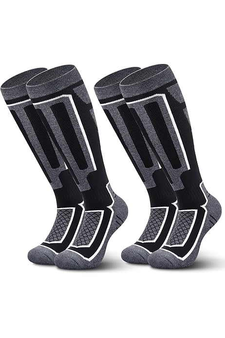 2 Paia Calze Termiche Da Sci - Lana, Imbottite, Per Uomo/Donna, Taglie 39-46