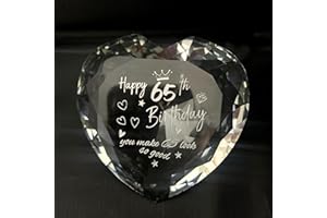 WOSHIDEFA 65th Birthday Gifts for Women,65th Birthday Gifts for Her Wife,Sister,Mum,Grandma,Crystal Heart Keepsake Paperweight,65 Years Birthday Presents for Friend, Gilfriend