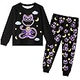 Aepotumn Smiling Critters Plush Pyjamas for Boys CatNap Long Sleeve Pjs Tops and Pants 2 Piece Sleepwear Pajama Set 5-12 Years