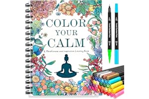 JEKOHOR adult coloring book for women，Malbuch für Erwachsene mit 36 Dual-Tip-Markern, 30 Mustern, Spiralbindung – Malbücher zur Entspannung, Angstreduzierung und Achtsamkeit – Entspannungsgeschenke für Frauen