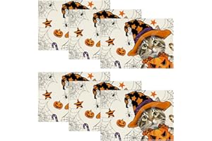 Artoid Mode Set di 6 tovagliette per Halloween, 30 x 45 cm, per vacanze, lavabili in cucina, feste