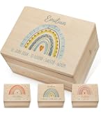 Creative Deco Scatola Dei Ricordi Neonato Personalizzata - Nome, Data, Ora, Peso, Altezza - Legno Naturale - Regalo Nascita/Battesimo