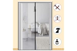Zalava Fly Screen Door, Magnetic Insect Door Screen, Mesh Curtain for Patio Balcony Living Room, Easy to Install, Without Drilling (160x230 cm, Black)