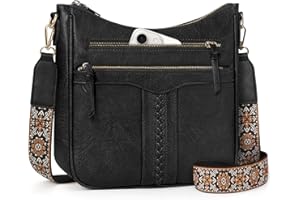 RAINSMORE Sac Bandoulière Femme Cuir PU Sacs Bandoulière avec Bretelle Amovible et Réglable Sacoche Femme Bandoulière avec Multi-poches