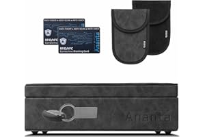 Ananta Faraday Box for Car Keys – Luxury RFID Signal Blocking Key Box, Magnetic Close, Twin Faraday Pouches & RFID Cards (Grey)