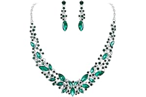 Clearine Juegos de Joyas de Mujer Cristal Lágrimas Encaje Collar y Pendientes para Novia Boda Fiesta