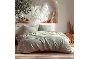 GAMUSI Juego Funda Nórdica Cama 180, Lisa 100% Algodón, Funda Edredón 260x240 cm y 2 Funda Almohada, Transpirable, Suave, Color Agua