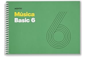 Additio - Cahiers de musique BASIC 6 | Adaptés à tous les âges et processus d'apprentissage | 6 portées 9 mm | 50 pages | Format A5 paysage | Papier écologique | Spirale | Vert