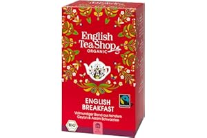 English Tea Shop English Breakfast Fairtrade Organic / Ceylon Black Tea Desayuno Inglés Orgánico y de Comercio Justo Premiata Tea Collection Mano Escogida por Sri Lanka - 1 x 20 sobres (40 gramos)
