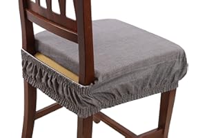 Viterbo Biancheria Set 6 Cuscini Sedia Coprisedia Imbottiti Vesto Molla Loneta con Elastico Tinta Unita (1679) (Grigio)