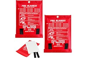 MEYAGOT 2 Pièces Couverture Anti-Feu, 1.2m*1.2m Couverture Anti-Incendie, Couvertures Anti-Feu De Cuisine, Couverture Anti-Feu en Fibre De Verre pour Les Feux De Graisse, Cuisine, Voiture, Caravane, Etc