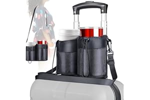 Portabicchieri da Viaggio per Bagagli, Spopal Custodia da viaggio Portabicchieri, Portabevande Portatile Tazza da Caffè e Drink per Manici per Valigie, Accessori per Assistenti di Volo Viaggiatori
