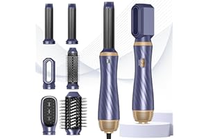 ATOPSKINS Warmluftbürste 6 in 1 Airstyler Set Stylingbürsten, Haarstyler Rundbürstenföhn Warmluftbürste, mit Automatischer Lockenstab, Geben Sie dem Haar Volumen, Glätten, Locken und Föhnen Sie Trockenes Haar