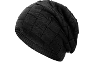 Compagno Gorro de invierno tipo slouch beanie de punto cesta con suave interior de forro polar