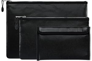 Hodufy 3 Pochette Anti Feu | Petit Sac étanche Porte-Documents Ignifugés Fermeture à Glissière| Sacs d'argent Anti Feu Portefeuille pour Passeports Cash Conserver Objets de Valeu