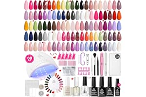 BEETLES GEL POLISH Beetles Gel Nail Polish Kit with UV Light 68PCS Glitter Red Classic Blue Gel Nail kit 35 Colours for Beginners with Everything Manicure Tools Suitable Colour Outfits, At Home DIY All Seasons
