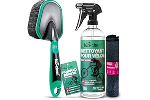 BIO-CHEM CLEANTEC Bio-Chem - Nettoyant pour cadre de vélos 0,75L + brosse + chiffon microfibres - Produit de nettoyage anti rouille pour velo de route, vtt, électrique - Nettoyant degraissant