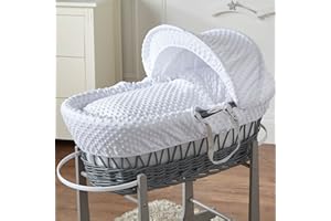 For Your Little One Moses Basket Bedding Set – Waffle & Dimple Designs with Hood, Quilt & Bumper | Soft & Breathable (Moses Basket Not Included!) (Dimple, White)