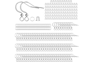 Fyfjur 300 Pièces S925 Argent Crochet Boucles DOreilles, Crochets de Boucle DOreille, Crochets de Fil DOreille Hypoallergénique avec Bouchon DOreille et Canette, Fabrication Boucle DOreille (Argent)