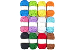 TUKLYE 12X 50g Double Knitting Yarn 100% Acrylic Knitting Yarn Colourful DK Yarn,Perfect for Any Crochet and Knitting Mini Project,Yarn Knitting Wool Crochet Yarn, Ideal for Beginners, Kids Crafts