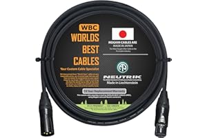 WORLDS BEST CABLES 2 Meter – Quad Balanced Microphone Cable CUSTOM MADE using Mogami 2534 wire and Neutrik NC3MXX-B Male & NC3FXX-B Female XLR Plugs.