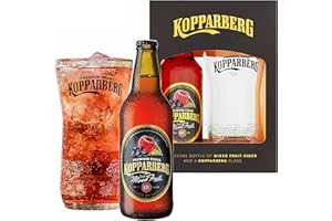 TOPLINE Branded Glass & Cider Gift Set - Premium Mixed Fruit Cider 330ml Bottle & Decorated Glass Gift Box. Alcohol Gift Set for Christmas Gifts, Birthday Gifts for Men, Stocking Fillers, Gifts for Women