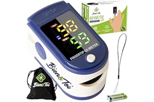 BIEN&TOI Oxymetre de doigt professionnel/écran à LED/saturometre de pouls/moniteur de fréquence cardiaque électronique/saturation en oxygène/capteur d'oxygene/sac de transport/piles incluses/notice en Français