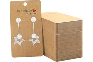 jijAcraft Handmade Cartes d'Affichage de Boucle, 100PCS Marron Carte Affichage Bijoux, 9x5cm Grand Carte Presentation Bijoux, pour DIY Boucles d'oreilles Bijoux