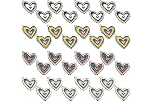 COGCHARGER 32 Pieces 4 Colors Enamel Heart Pendant Rainbow Heart Charms Love Charm Pendant Light Gold for Jewelry Necklace Bracelet Earring Making