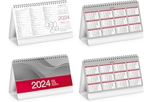 ADVWEB ADVERTISING SOLUTIONS Advweb - Calendario da scrivania, da gennaio a dicembre 2024, mensile, agenda giornaliera, calendario da tavolo, calendario accademico per scuola, ufficio, casa, filo doppio, 19 x 18 cm