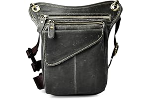 Le'aokuu para Hombre Genuino Caminata de mensajería de Cuero Cintura Cadera machacada Bolso de Pierna 211-3