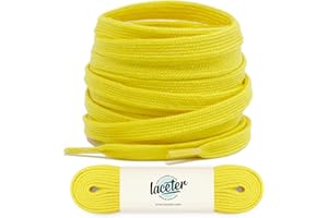 Laceter Lacci Scarpe Piatti 100% Cotone - Stringhe Scarpe da Sportive Resistenti - Lacci bianchi o di colore alternato - Larghezza 8mm