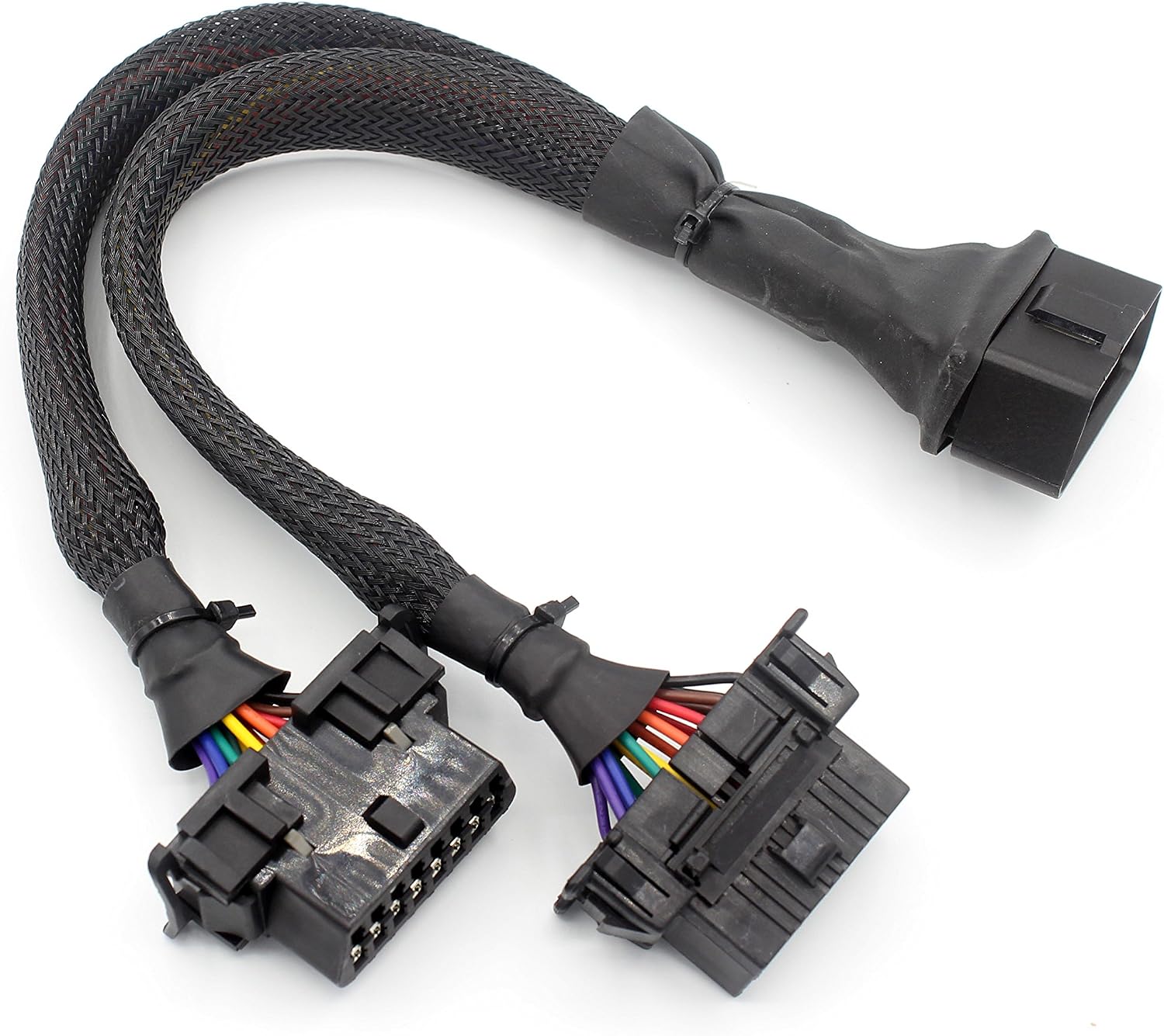 LoongGate OBD-II OBD2 Cable Divisor Grado Militar - Super Durable Cord 16 Pin Pass Through - Macho y Doble Hembra, J1962M a 2-J1962F - 0.3 Metros