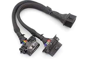 LoongGate Cavo di separazione OBD-II OBD Grado Militare - Cavo Super Resistente a 16 Pin Passante - Maschio e Doppia Femmina, da J1962M a 2-J1962F - 0,3 Metri
