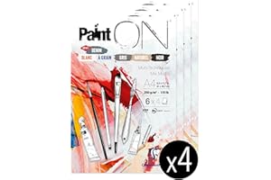 Clairefontaine 975410C - Blocco di Carta da disegno PaintOn 24 Fogli 21x29,7 cm 250g colori assortiti (4 Fogli Bianco, bianco a grano, grigio, naturale, nero e denim) - Pacco di 4 taccuini
